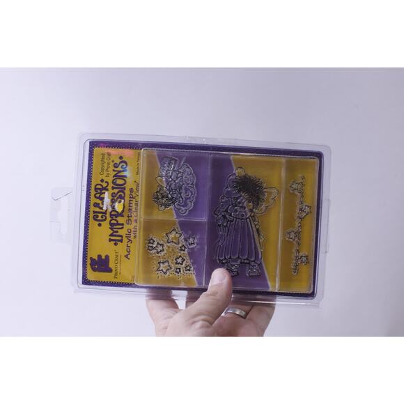 Clear Impressions, Girls Are Little Angels, Acrylic Stamps, Provo Craft, Stars, - Picture 2 of 3